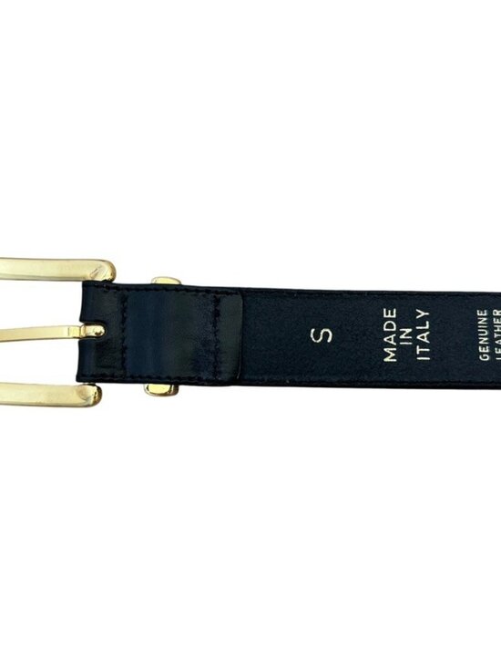 Vintage 1990s Express Black Leather Gold Buckle Waist Belt Sz S Made in Italy main image 5